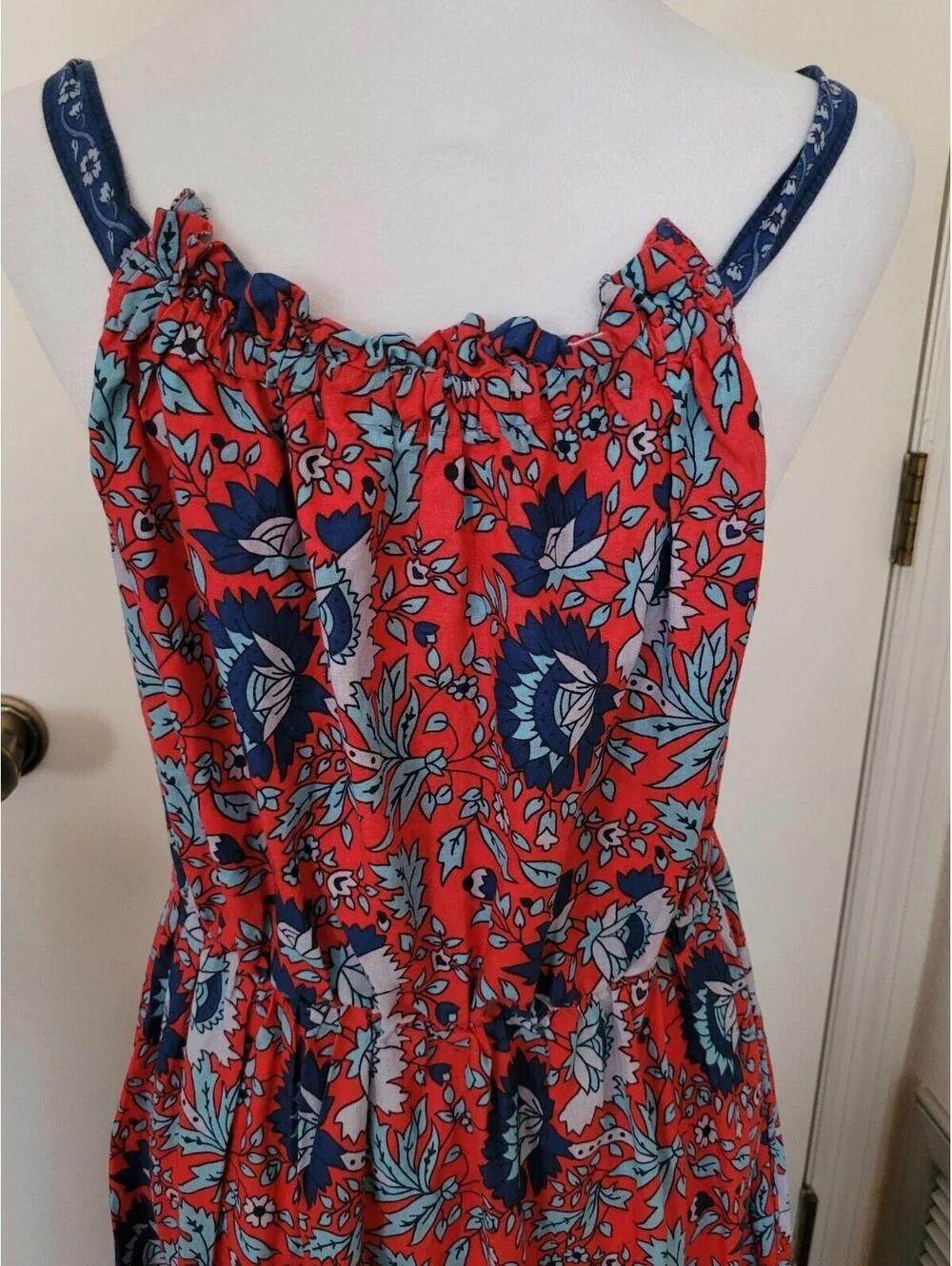 Natural Life Isabella Red Blue Floral Tiered Maxi Dress Sz Med Boho NWOT - Picture 6 of 9